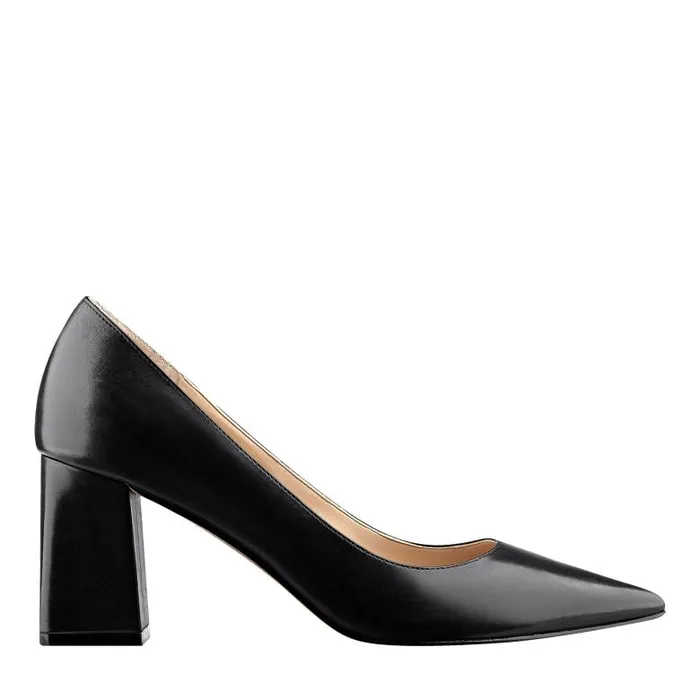 Marc Fisher Heels and Pumps Women Zala Block Heel Pointy Toe Pump Black Leather