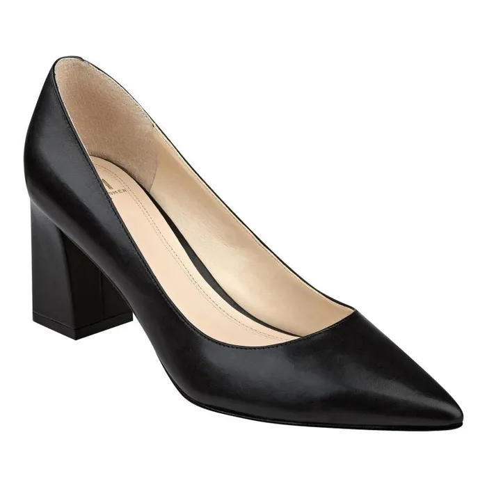 Marc Fisher Heels and Pumps Women Zala Block Heel Pointy Toe Pump Black Leather