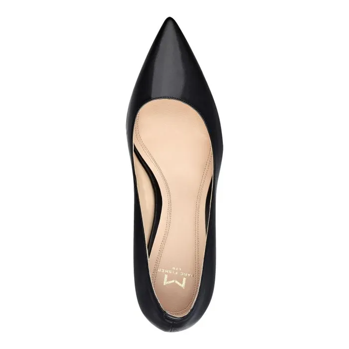 Marc Fisher Heels and Pumps Women Zala Block Heel Pointy Toe Pump Black Leather