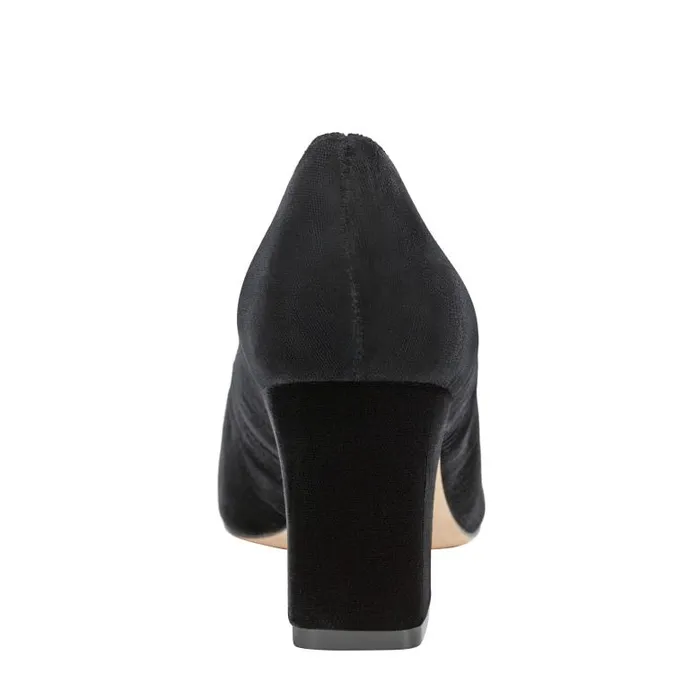 Marc Fisher Heels and Pumps Women Zala Block Heel Pointy Toe Pump Black Velvet