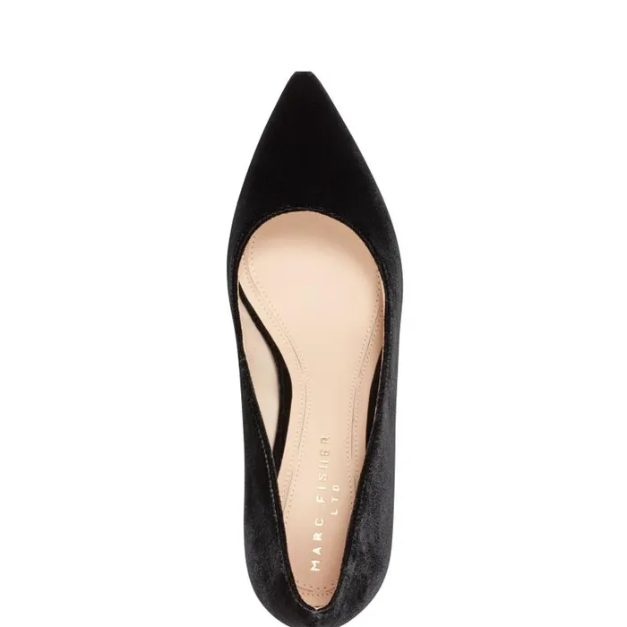 Marc Fisher Heels and Pumps Women Zala Block Heel Pointy Toe Pump Black Velvet
