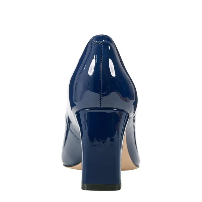 Marc Fisher Heels and Pumps Women Zala Block Heel Pointy Toe Pump Dark Blue Patent Leather
