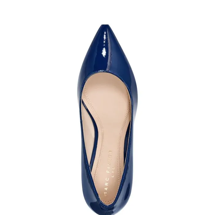 Marc Fisher Heels and Pumps Women Zala Block Heel Pointy Toe Pump Dark Blue Patent Leather