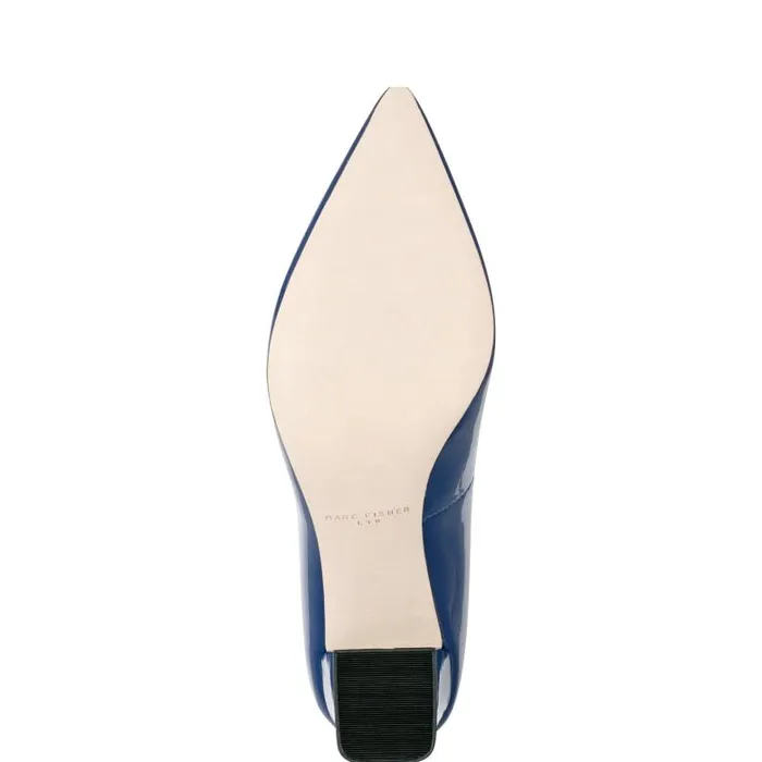 Marc Fisher Heels and Pumps Women Zala Block Heel Pointy Toe Pump Dark Blue Patent Leather