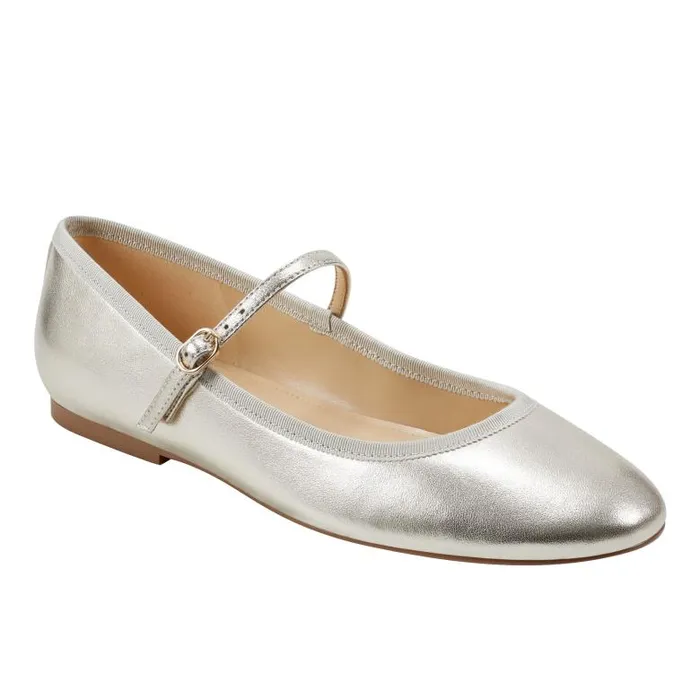Marc Fisher Loafers and Flats Women Espina Ballet Flat Platino Leather