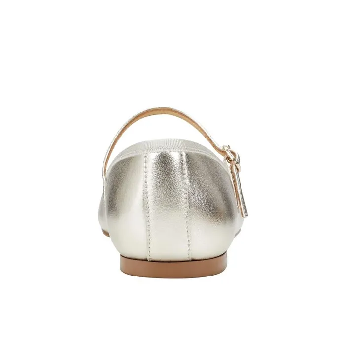 Marc Fisher Loafers and Flats Women Espina Ballet Flat Platino Leather