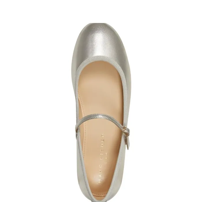 Marc Fisher Loafers and Flats Women Espina Ballet Flat Platino Leather