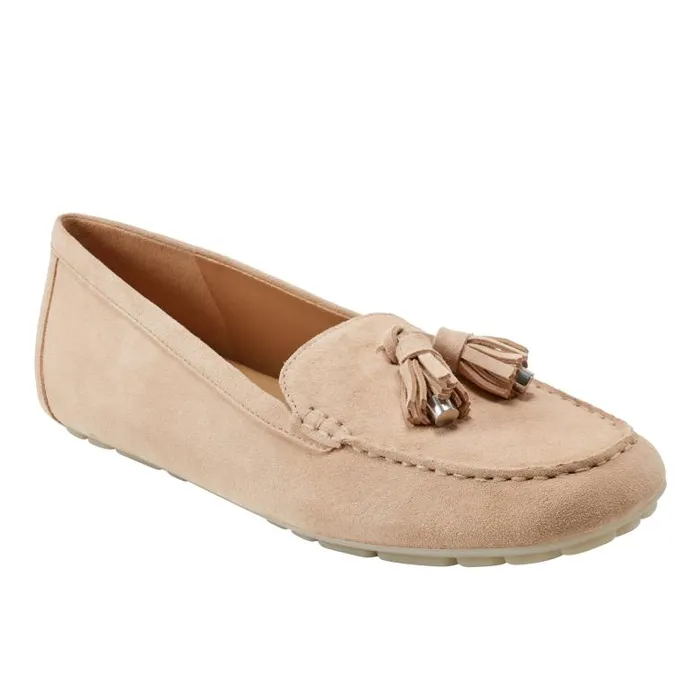 Marc Fisher Loafers and Flats Women Layney Casual Tassle Loafer Natural Suede
