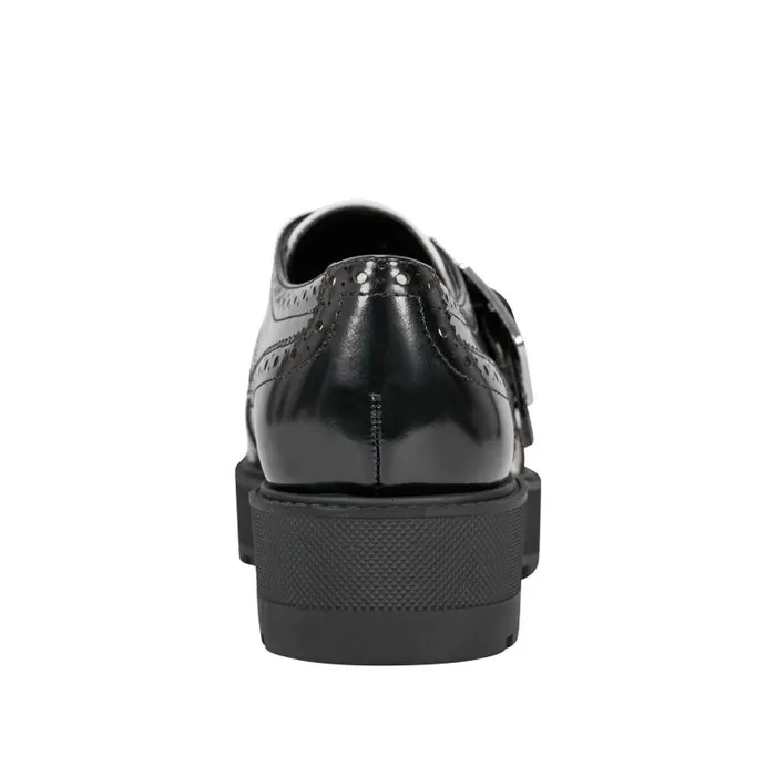 Marc Fisher Loafers and Flats Women Remona Monk Strap Loafer Blackchic Cream Leather