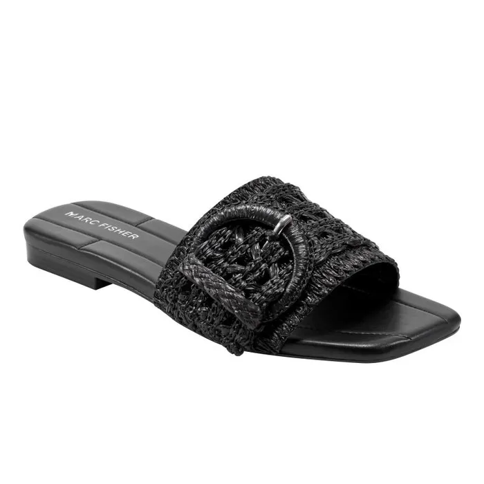 Marc Fisher Mules and Slides Women Loree Flat Slide Sandal Black