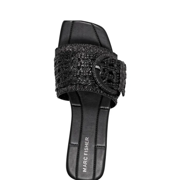 Marc Fisher Mules and Slides Women Loree Flat Slide Sandal Black