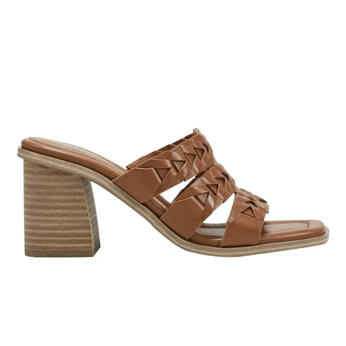 Marc Fisher Mules and Slides Women Melita Block Heel Sandal Medium Natural