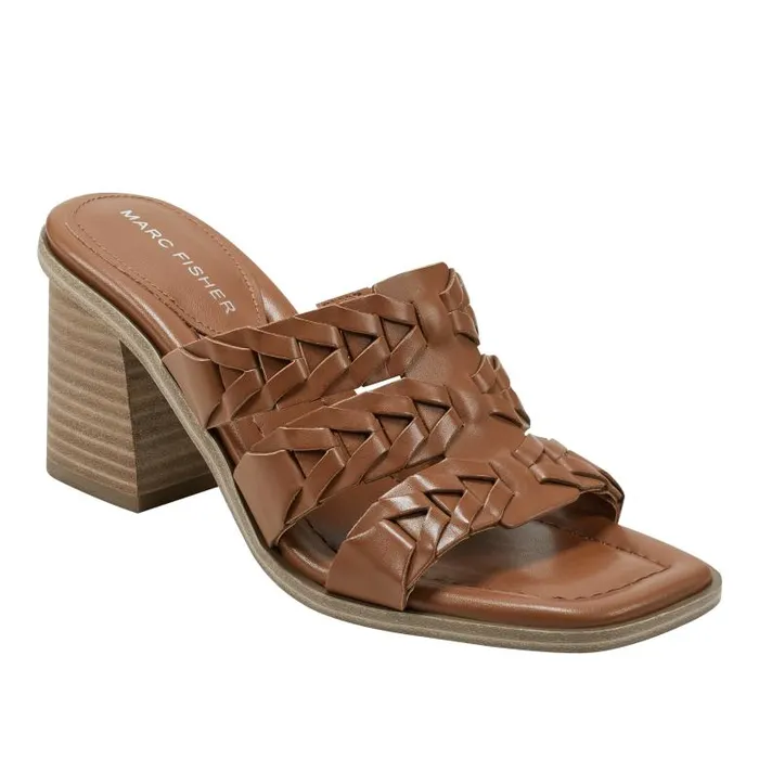 Marc Fisher Mules and Slides Women Melita Block Heel Sandal Medium Natural