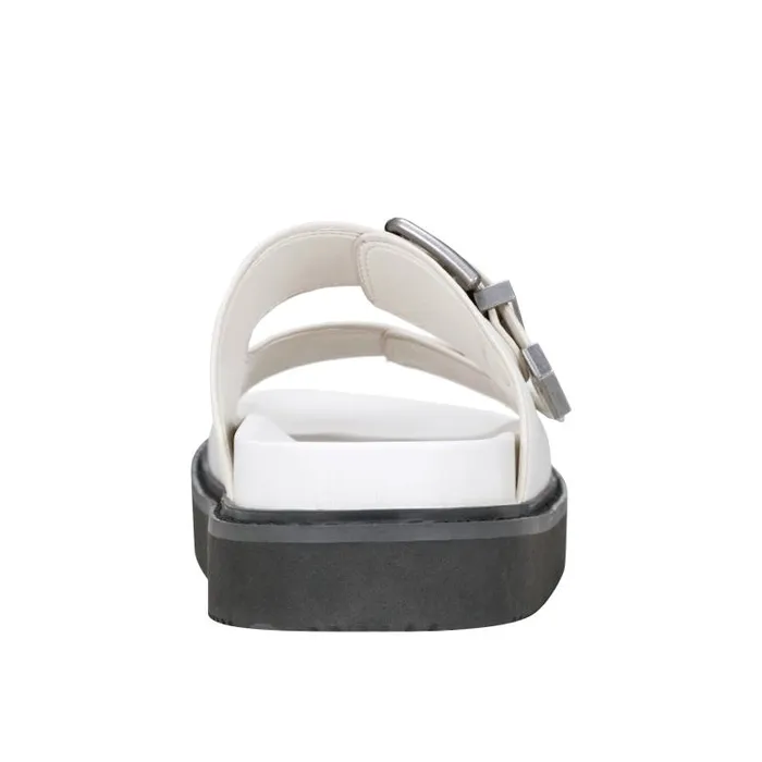 Marc Fisher Sandals Women Amirra Buckle Slide Sandal Chic Cream Leather