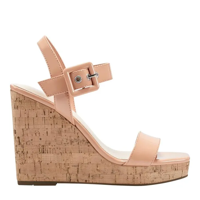 Marc Fisher Sandals Women Lukey Wedge Sandal Orange Patent