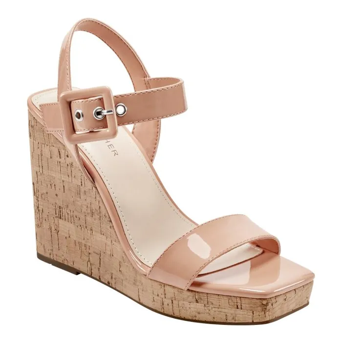 Marc Fisher Sandals Women Lukey Wedge Sandal Orange Patent