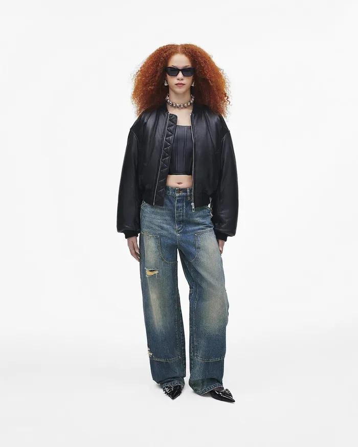 Marc Jacobs Outerwear Puffy Leather Bomber Black 8211 Women