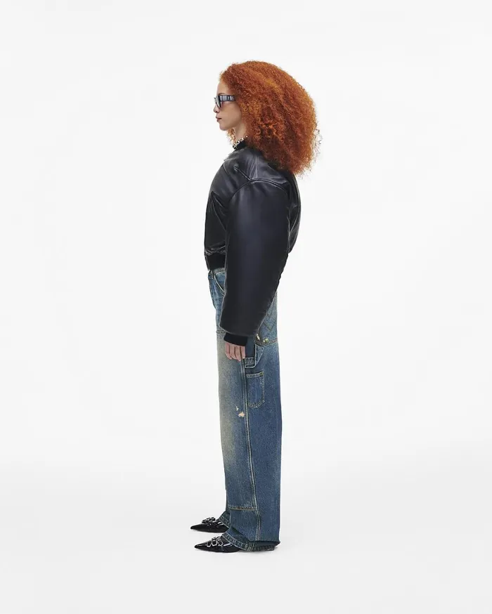 Marc Jacobs Outerwear Puffy Leather Bomber Black 8211 Women