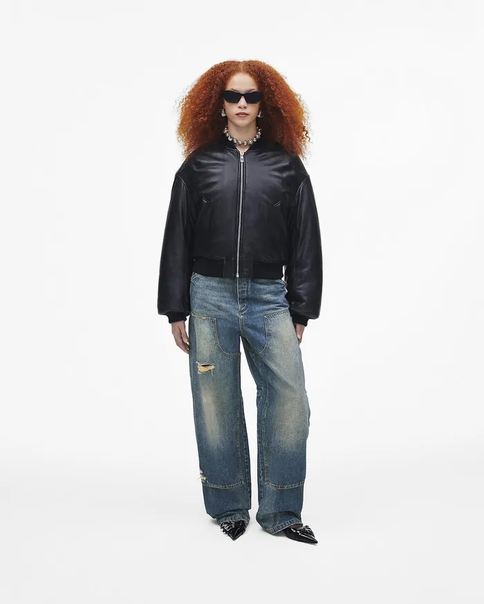 Marc Jacobs Outerwear Puffy Leather Bomber Black 8211 Women
