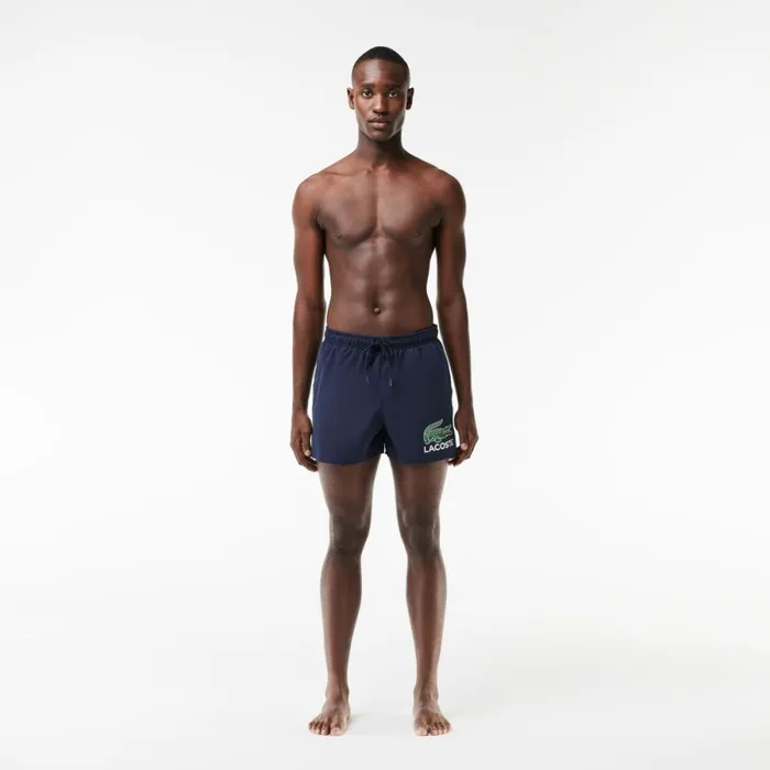Matching Sets Men Lacoste Men039s Croc Print Swim Trunks Navy Blue 166