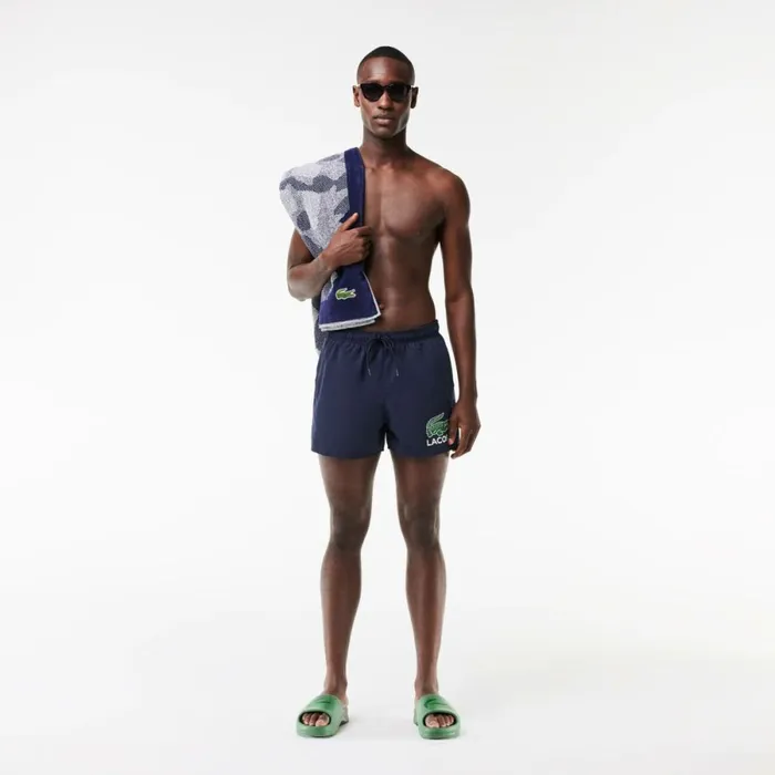 Matching Sets Men Lacoste Men039s Croc Print Swim Trunks Navy Blue 166