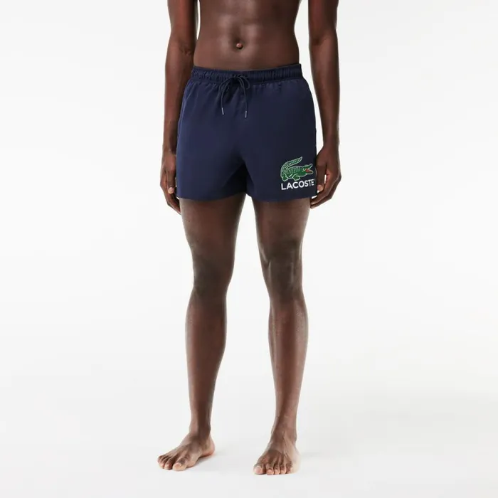Matching Sets Men Lacoste Men039s Croc Print Swim Trunks Navy Blue 166