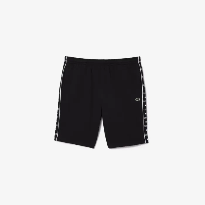 Matching Sets Men Lacoste Men039s Logo Stripe Fleece Shorts Black 031