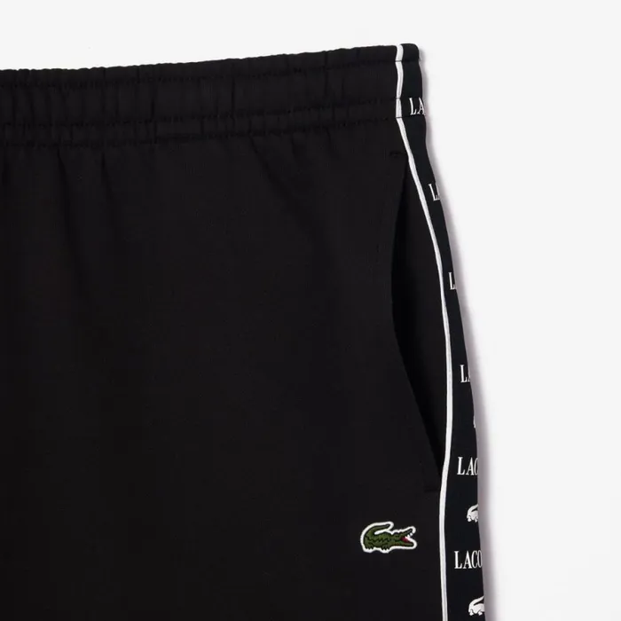 Matching Sets Men Lacoste Men039s Logo Stripe Fleece Shorts Black 031