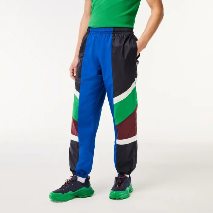 Matching Sets Men Lacoste Men039s Mixed Material Colorblock Sweatpants Navy Blue White Kg2