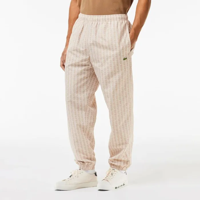 Matching Sets Men Lacoste Men039s Monogram Print Sweatpants Beige White Kxi