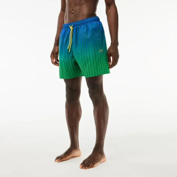 Matching Sets Men Lacoste Men039s Ombr Effect Monogram Swim Trunks Blue Green Qiy