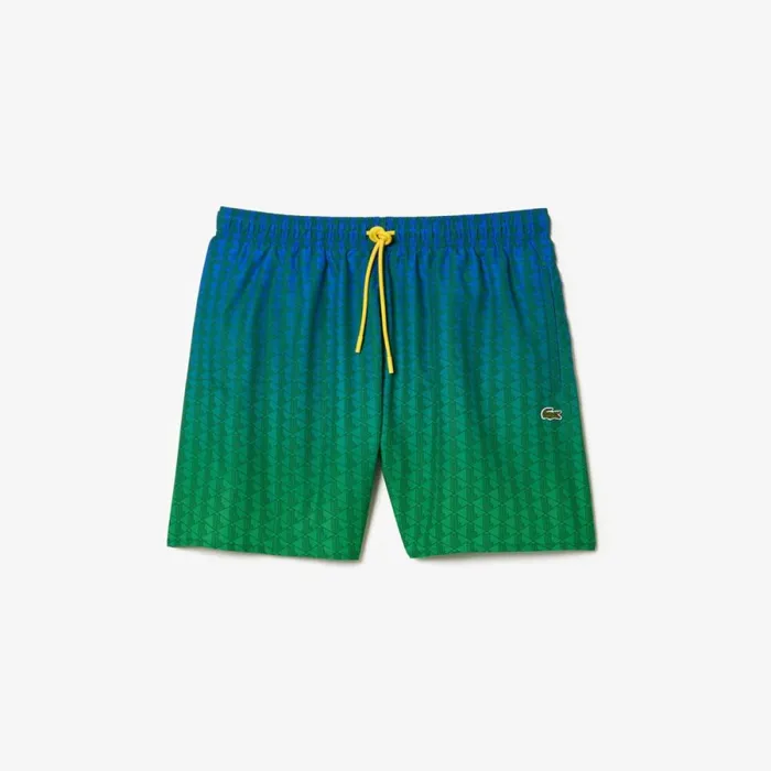Matching Sets Men Lacoste Men039s Ombr Effect Monogram Swim Trunks Blue Green Qiy