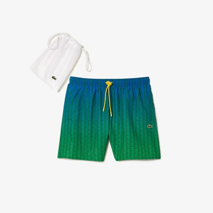 Matching Sets Men Lacoste Men039s Ombr Effect Monogram Swim Trunks Blue Green Qiy