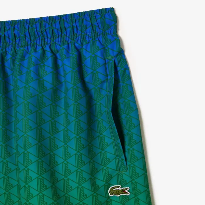 Matching Sets Men Lacoste Men039s Ombr Effect Monogram Swim Trunks Blue Green Qiy