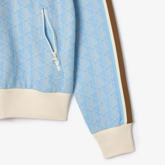 Matching Sets Women Lacoste Women039s Monogram Jacquard ZipUp Hoodie Light Blue White Wb5