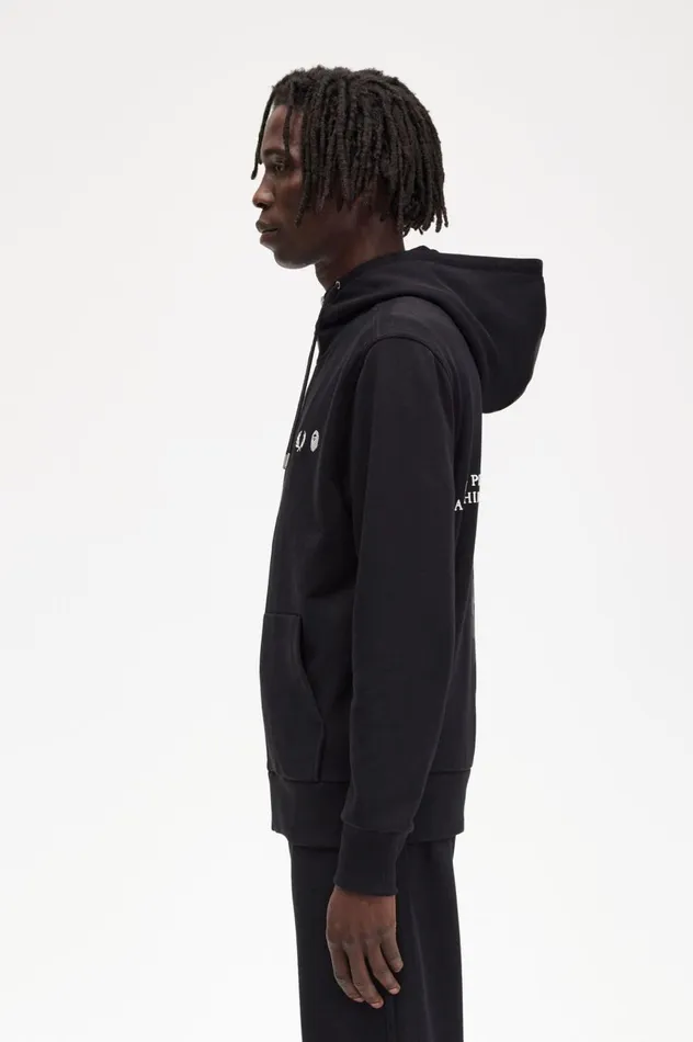 Men A Bathing ApeContrast Zipped Hooded Sweatshirt Black Fred Perry Sweatshirts