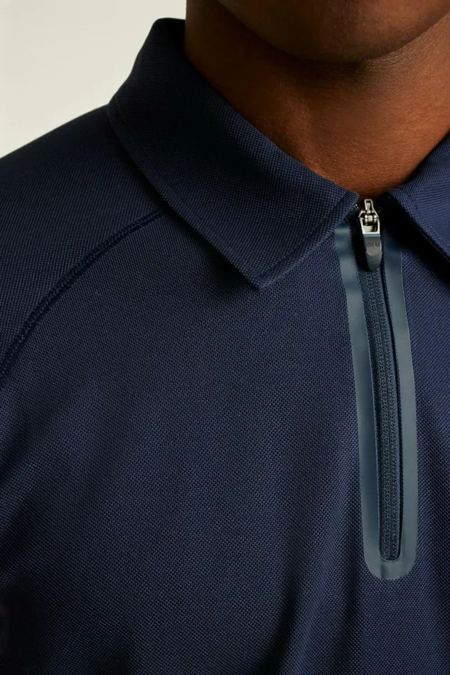 Men All Day Long Sleeve Zip Polo Navy Bonobos Polos