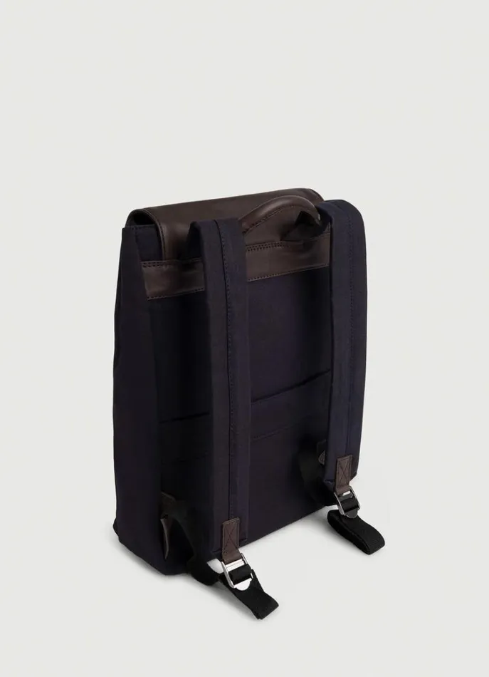 Men Bags and Luggage Hackett London Oxford Cotton And Leather Rucksack Navybrown