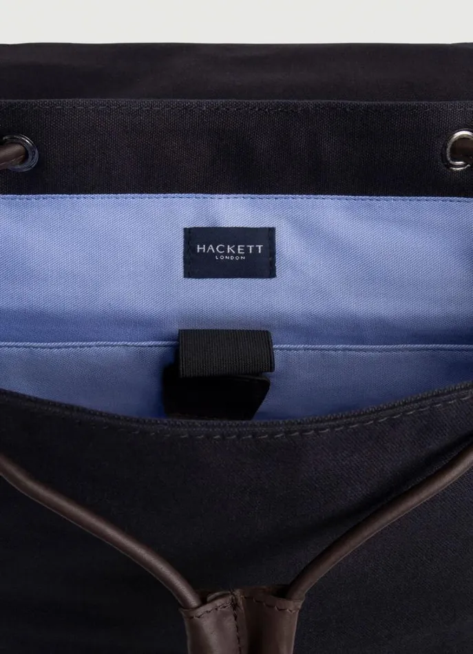 Men Bags and Luggage Hackett London Oxford Cotton And Leather Rucksack Navybrown