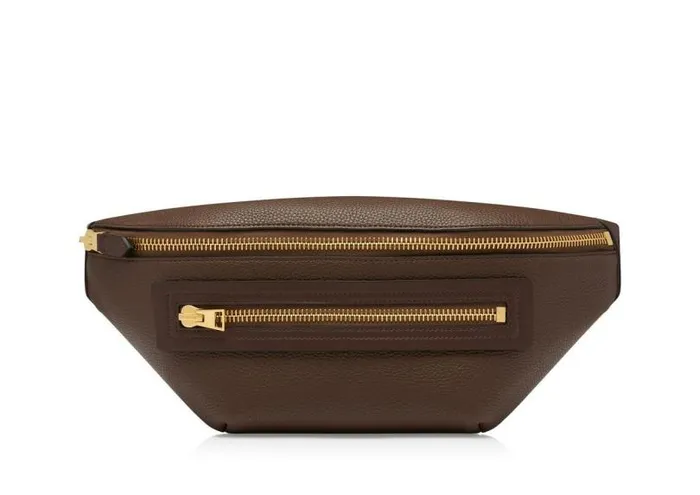 Men Belt Bags Tom Ford Grain Leather Buckley Belt Bag Chestnut