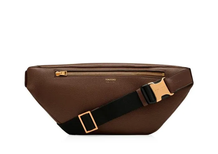 Men Belt Bags Tom Ford Grain Leather Buckley Belt Bag Chestnut