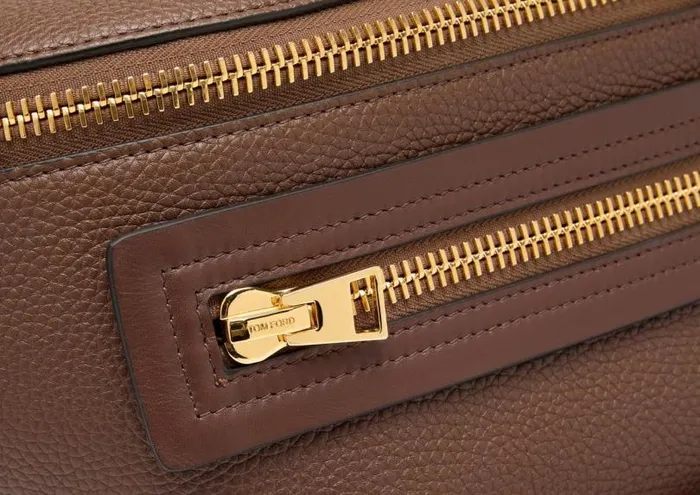 Men Belt Bags Tom Ford Grain Leather Buckley Belt Bag Chestnut