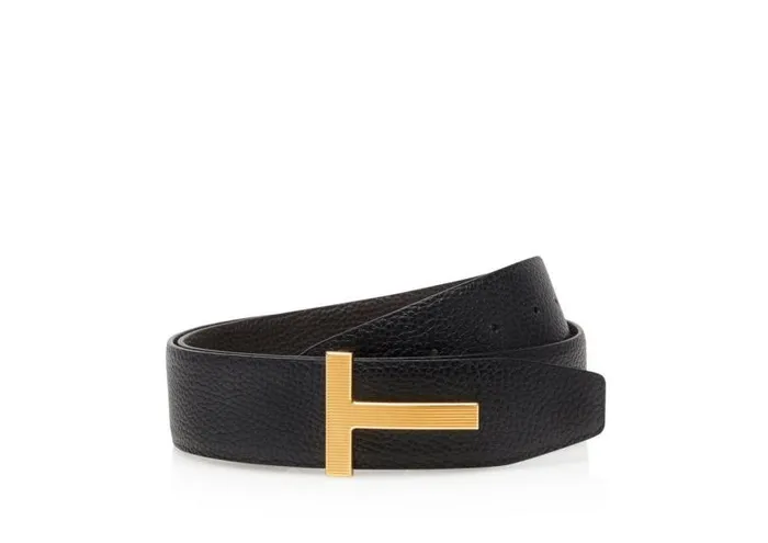 Men Belts Tom Ford Grain Leather Ridge T Belt Brown Black