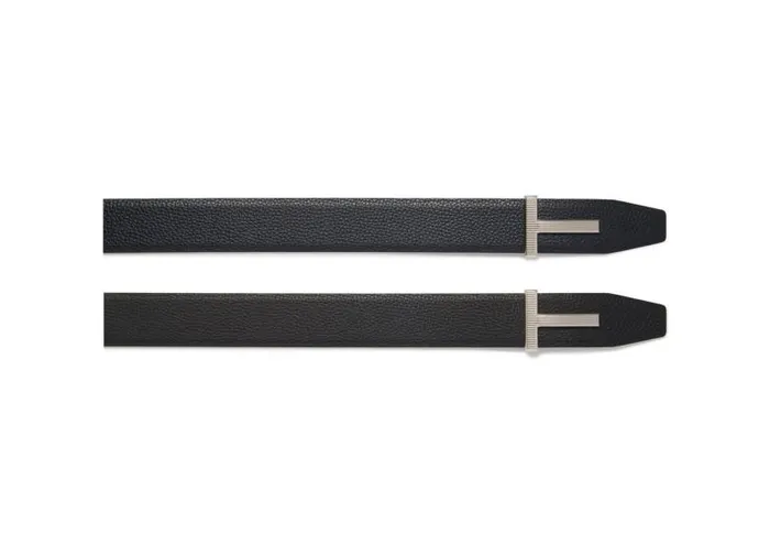 Men Belts Tom Ford Leather Palladium T Ridge Belt Dark Navy Black Men Belts Tom Ford Leather Palladium T Ridge Belt Dark Navy Black