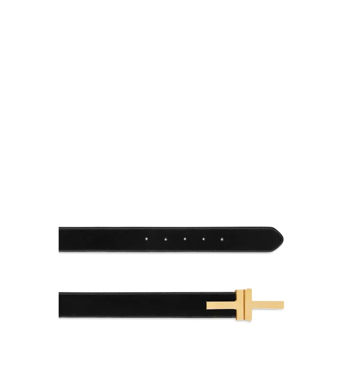 Men Belts Tom Ford Smooth Leather Double T Belt Black Men Belts Tom Ford Smooth Leather Double T Belt Black