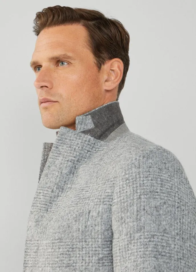 Men Blazers Hackett London Wool Glen Check Blazer Light Grey