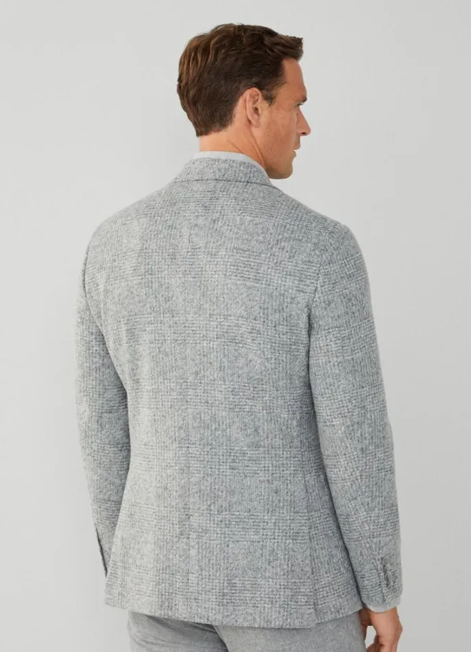 Men Blazers Hackett London Wool Glen Check Blazer Light Grey