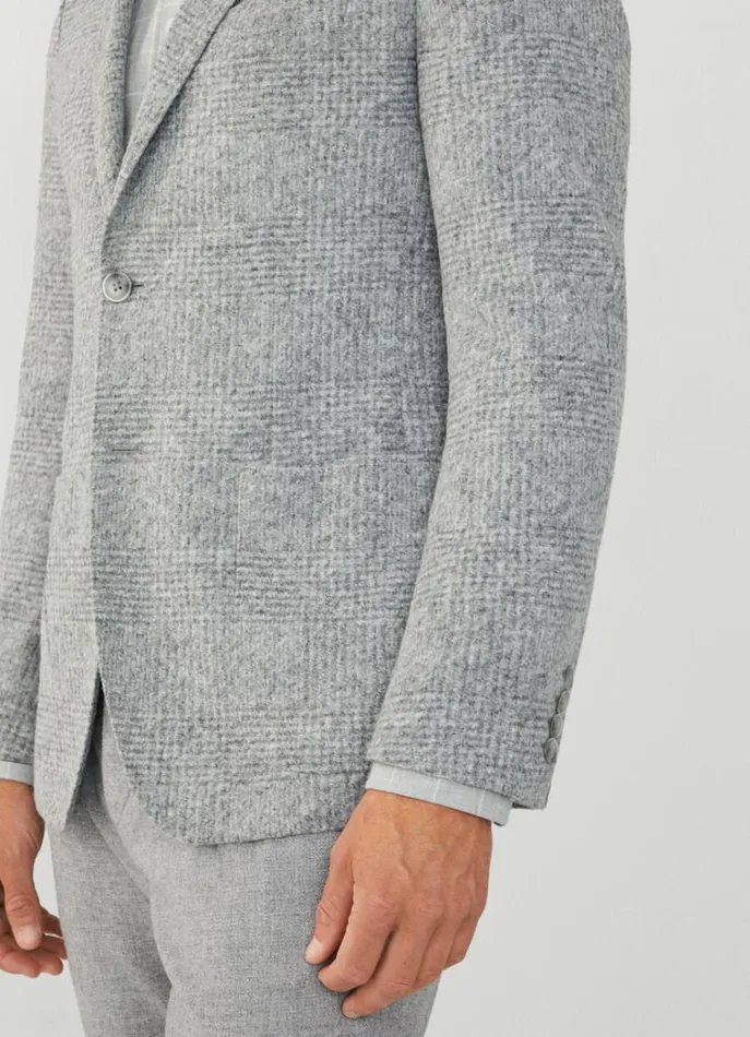 Men Blazers Hackett London Wool Glen Check Blazer Light Grey