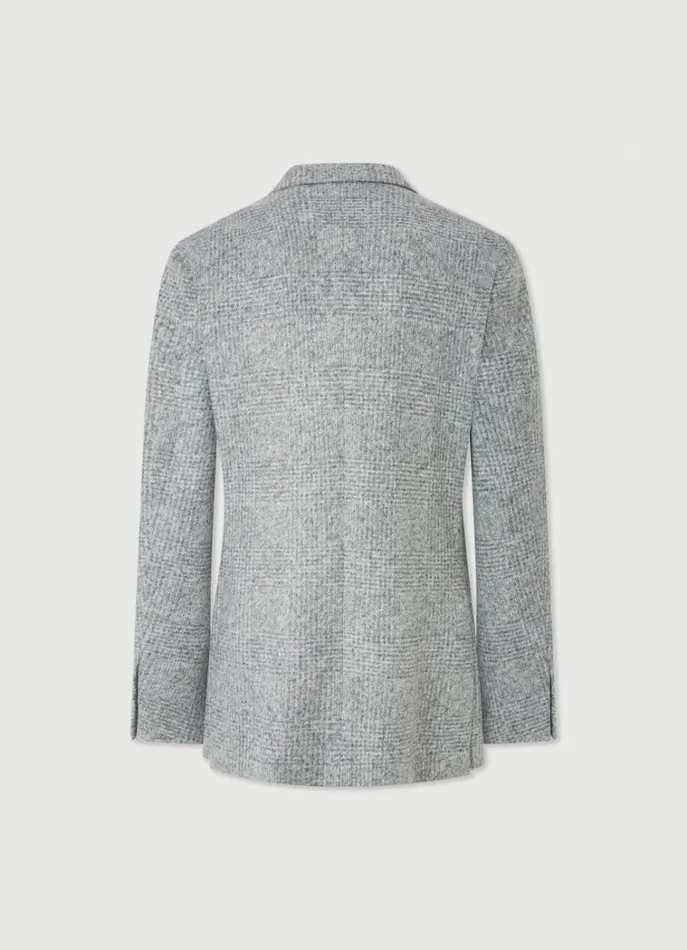 Men Blazers Hackett London Wool Glen Check Blazer Light Grey