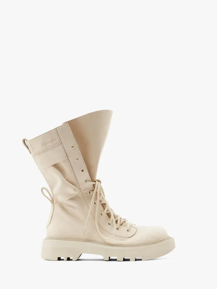 Men Boots JW Anderson COMBAT LEATHER BOOTS Off White